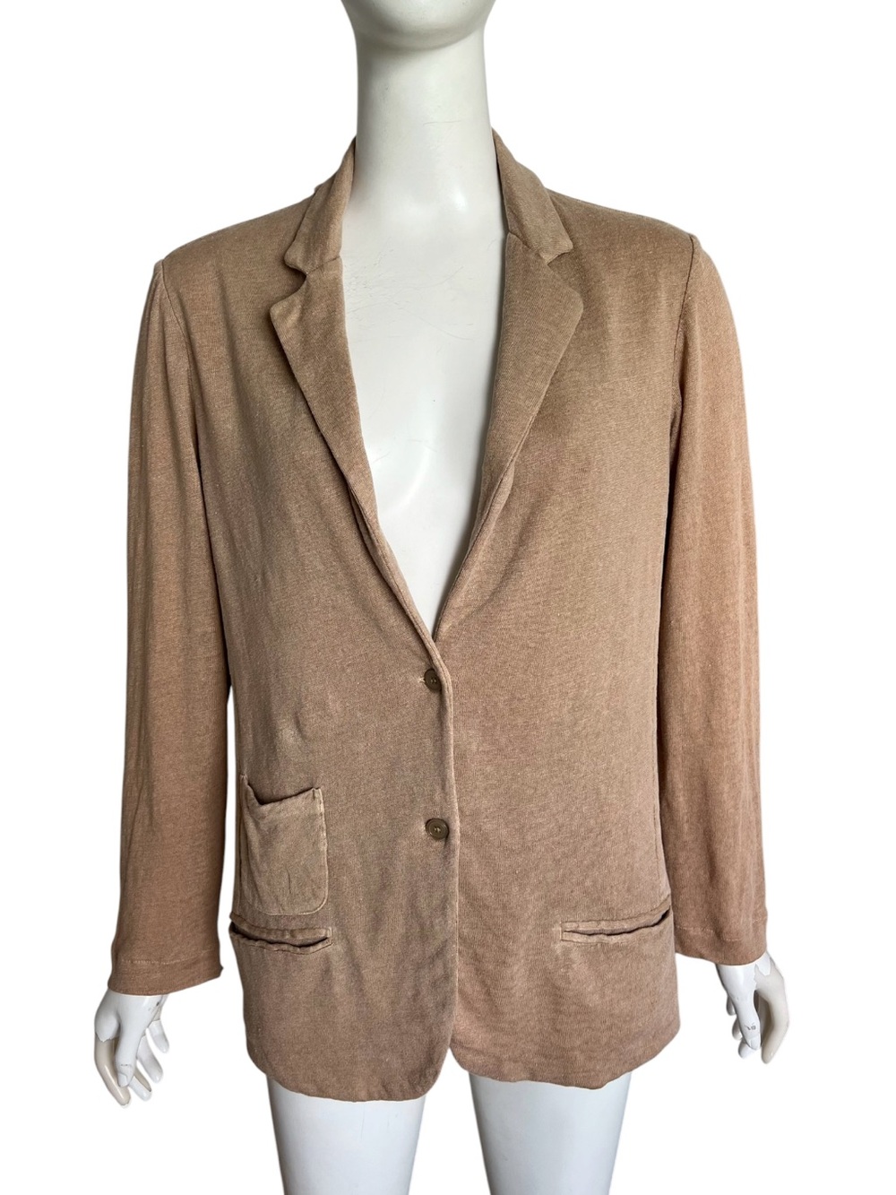 Majestic Filatures Stretch 100% Linen Blazer Moccha Beige Sz 3 / Medium Jacket - Picture 2 of 11
